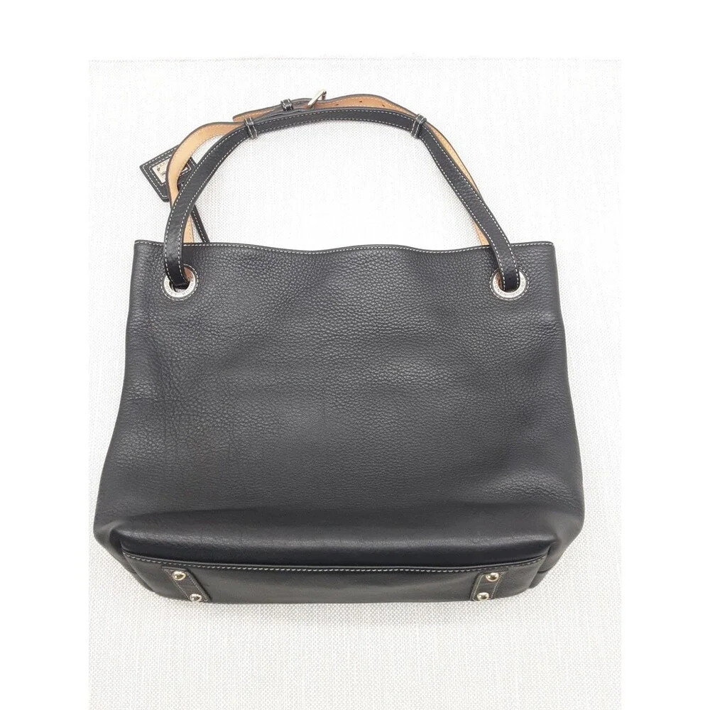 Dooney & Bourke Tote Shoulder Bag Grommet Black Pebbled Leather J2948561